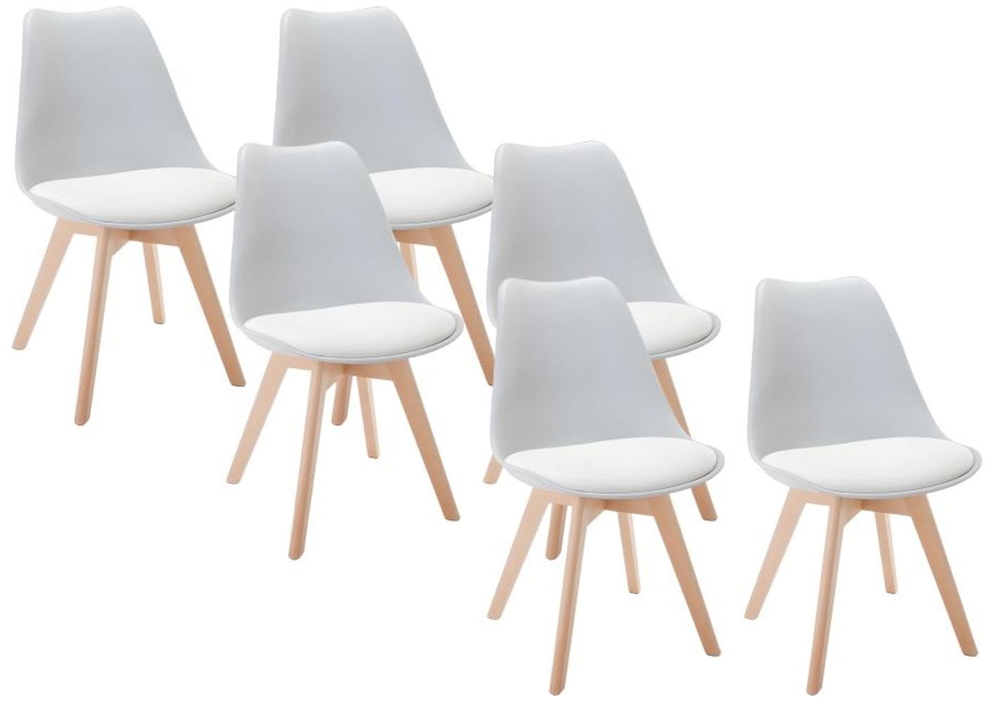 Vente-unique - Stuhl 6er-Set - Polypropylen & Buche - Hellgrau - JODY Bild 1