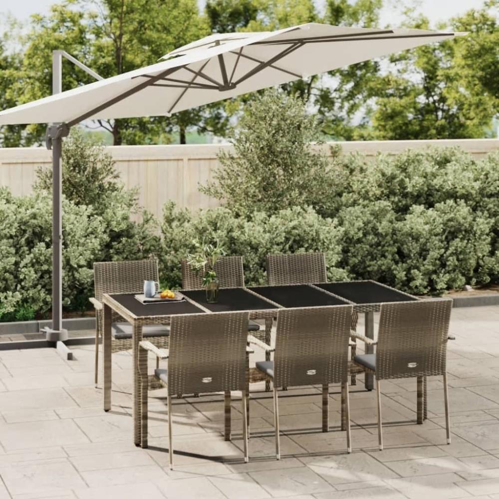 vidaXL 7-tlg. Garten-Essgruppe mit Kissen Grau Poly Rattan Bild 1