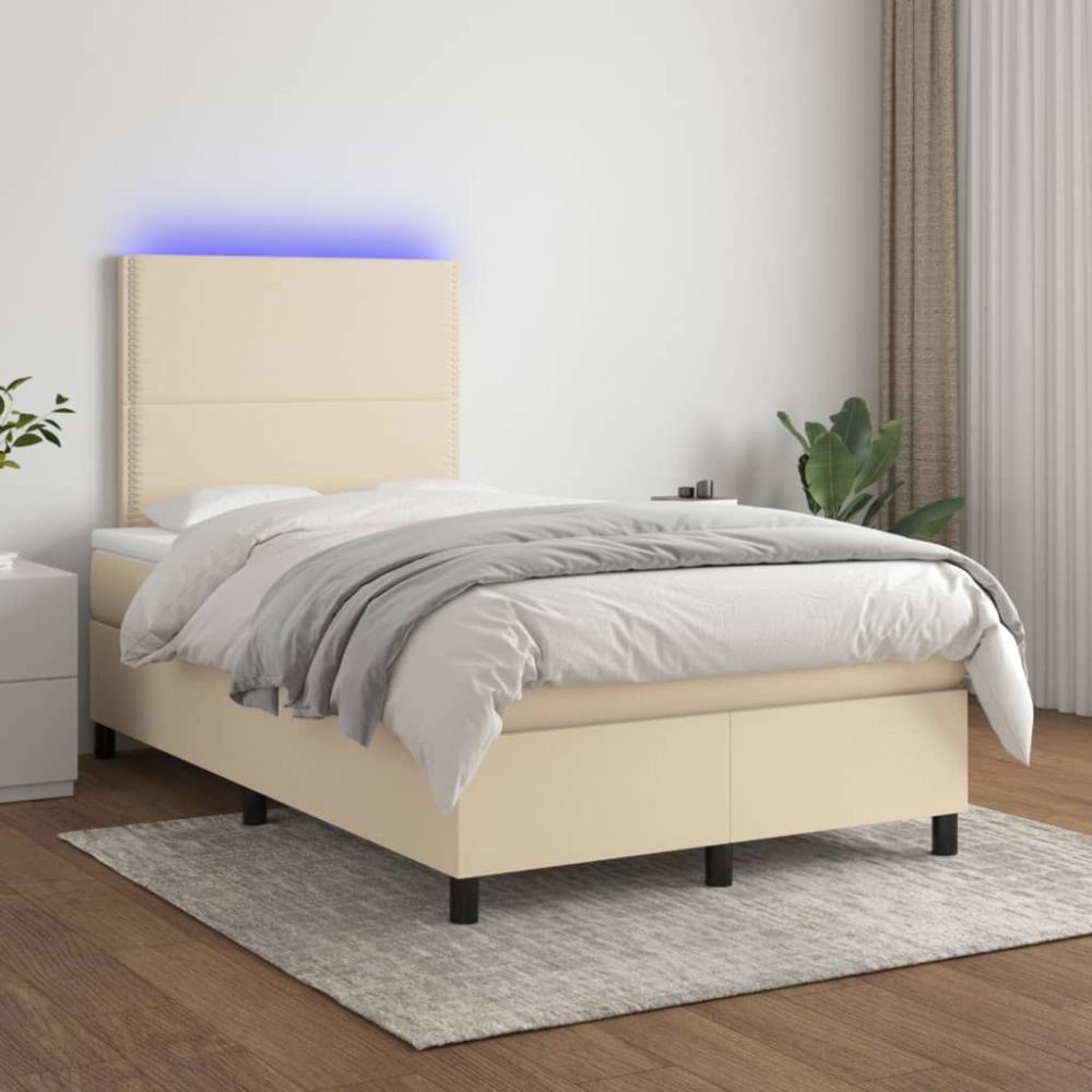 vidaXL Boxspringbett mit Matratze & LED Creme 120x200 cm Stoff, Härtegrad: H2 [3134786] Bild 1