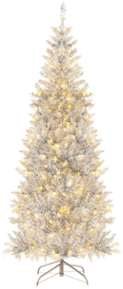 COSTWAY Künstlicher Weihnachtsbaum, 180cm mit 300 LEDs & 790 Spitzen, silber Bild 1