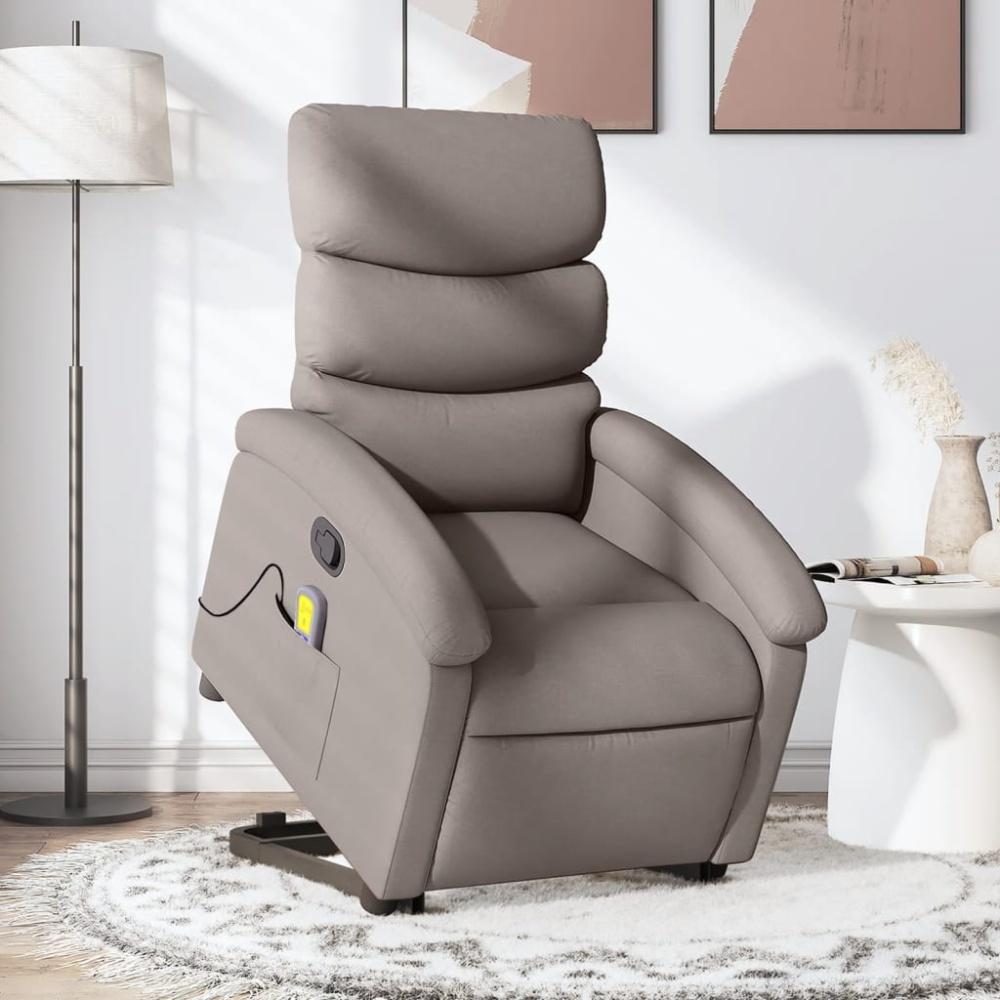 vidaXL Massagesessel mit Aufstehhilfe Taupe Stoff 3203998 Bild 1