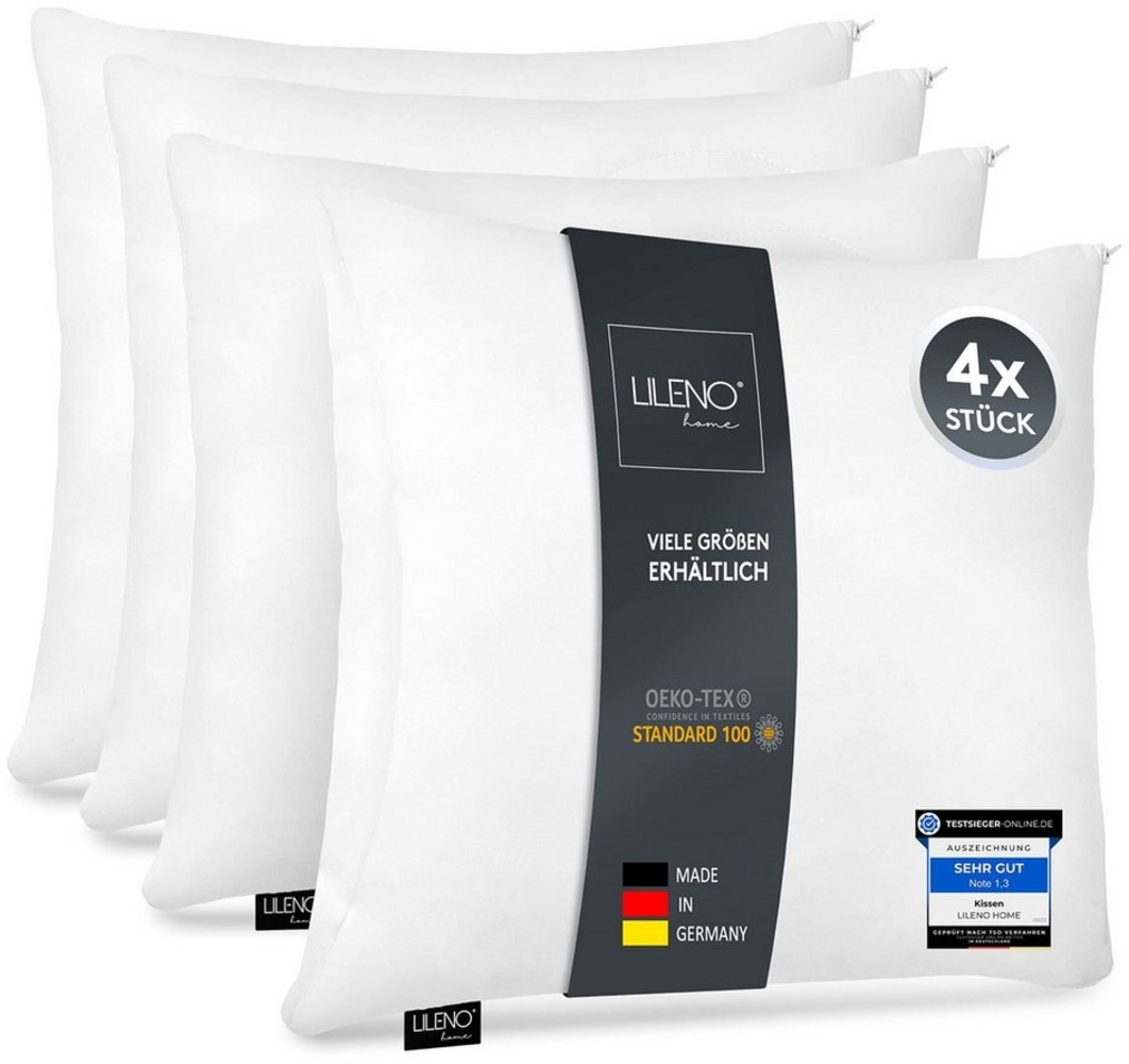 LILENO HOME Microfaserkissen - geeignet für Allergiker, in verschiedenen Größen - Made in Germany, Füllung: 100% Polyester, Rückenschläfer, Seitenschläfer, Bauchschläfer, Set, 4er Set, Kopfkissen 60x60 cm mit Reißverschluss, als Bettkissen oder Dekokissen Bild 1