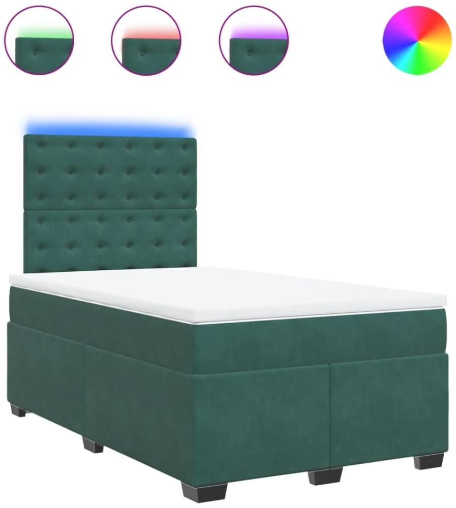 vidaXL Boxspringbett mit Matratze Dunkelgrün 120x190 cm Samt 3293173 Bild 1