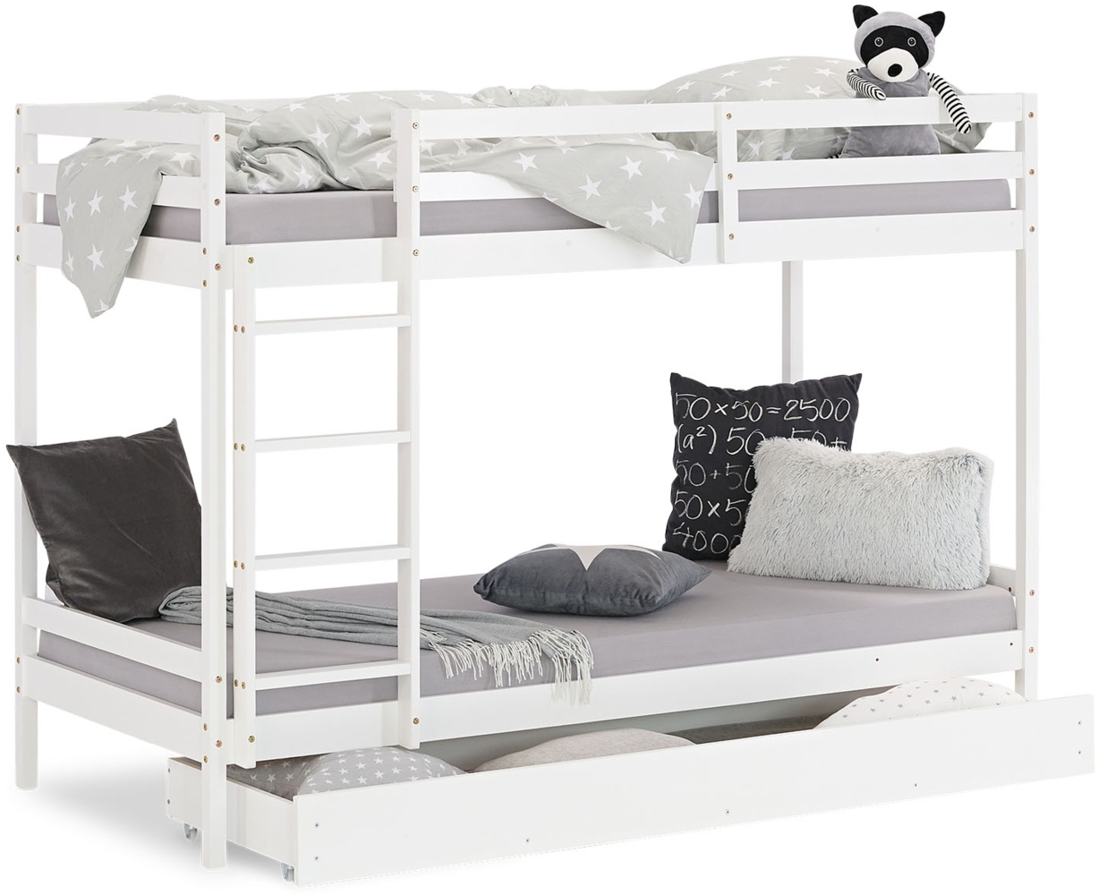 Homestyle4u Etagenbett mit Bettkasten, Kiefernholz weiß, 90x200 cm Bild 1
