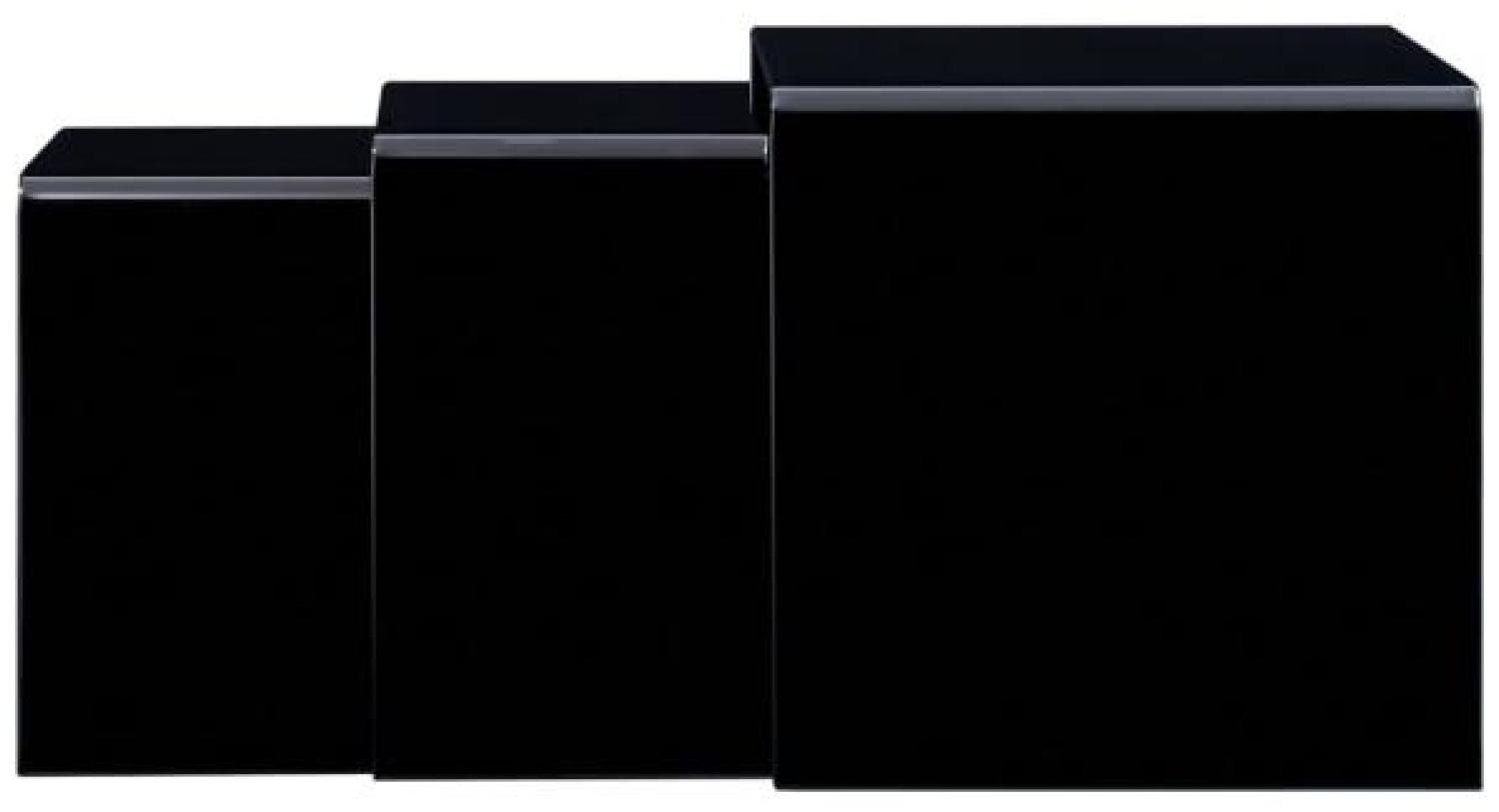 vidaXL Satztische 3 Stk. Schwarz 42×42×41,5 cm Hartglas Bild 1