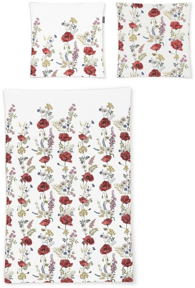 Irisette Easy Soft-Seersucker Bettwäsche 135x200 Mohnblumen Gräser 8519-60 Bild 1