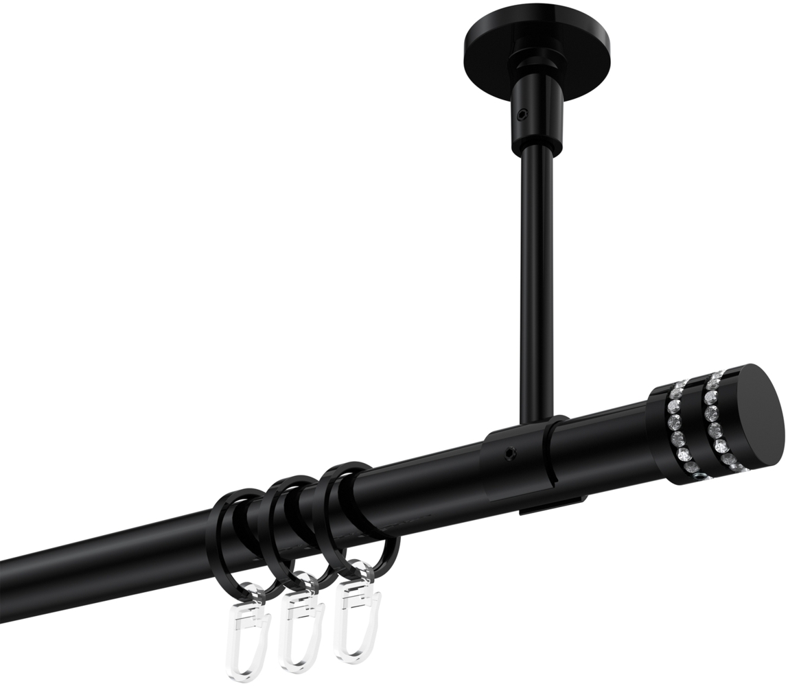 Gardinenstangen-Set Sonette Estana 480 cm (geteilt in 3 x 160 cm), 1-läufig, 20 mm Ø Schwarz Bild 1