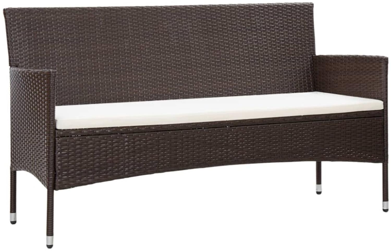 vidaXL Gartensofa 3-Sitzer mit Kissen Braun Poly Rattan Bild 1