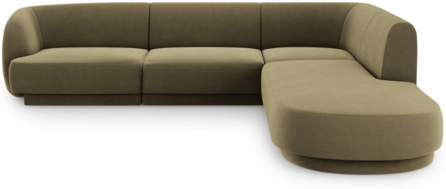 Micadoni 6-Sitzer Ecke rechts Sofa Miley | Beinfarbe Black Plastic, Grün, Samt Bild 1