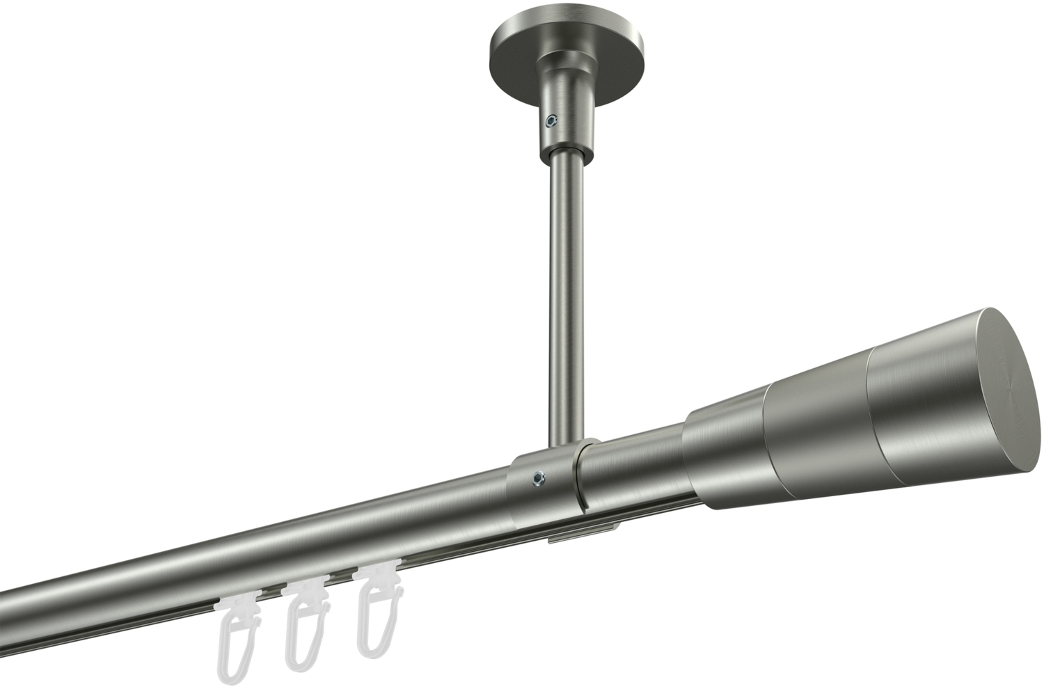 Innenlauf-Gardinenstangen-Set Sonette Tanara 280 cm (geteilt in 2 x 140 cm), 1-läufig, 20 mm Ø Edelstahl-Optik Bild 1