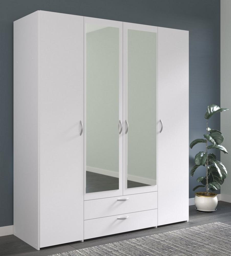 Daily 3 Parisot Eleganter Kleiderschrank 4-türig in Weiß mit Spiegel 160x185x51cm Bild 1