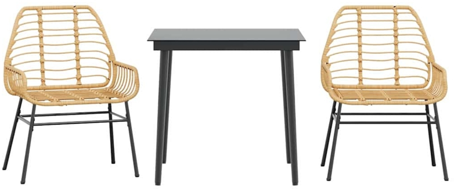 vidaXL 3-teiliges Garten-Esszimmer-Set Braunes Polyrattanglas 3334443 Bild 1