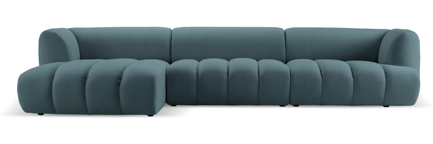 Micadoni Modulares Ecksofa Harry 5-Sitzer Links Samtstoff Pastellblau Bild 1