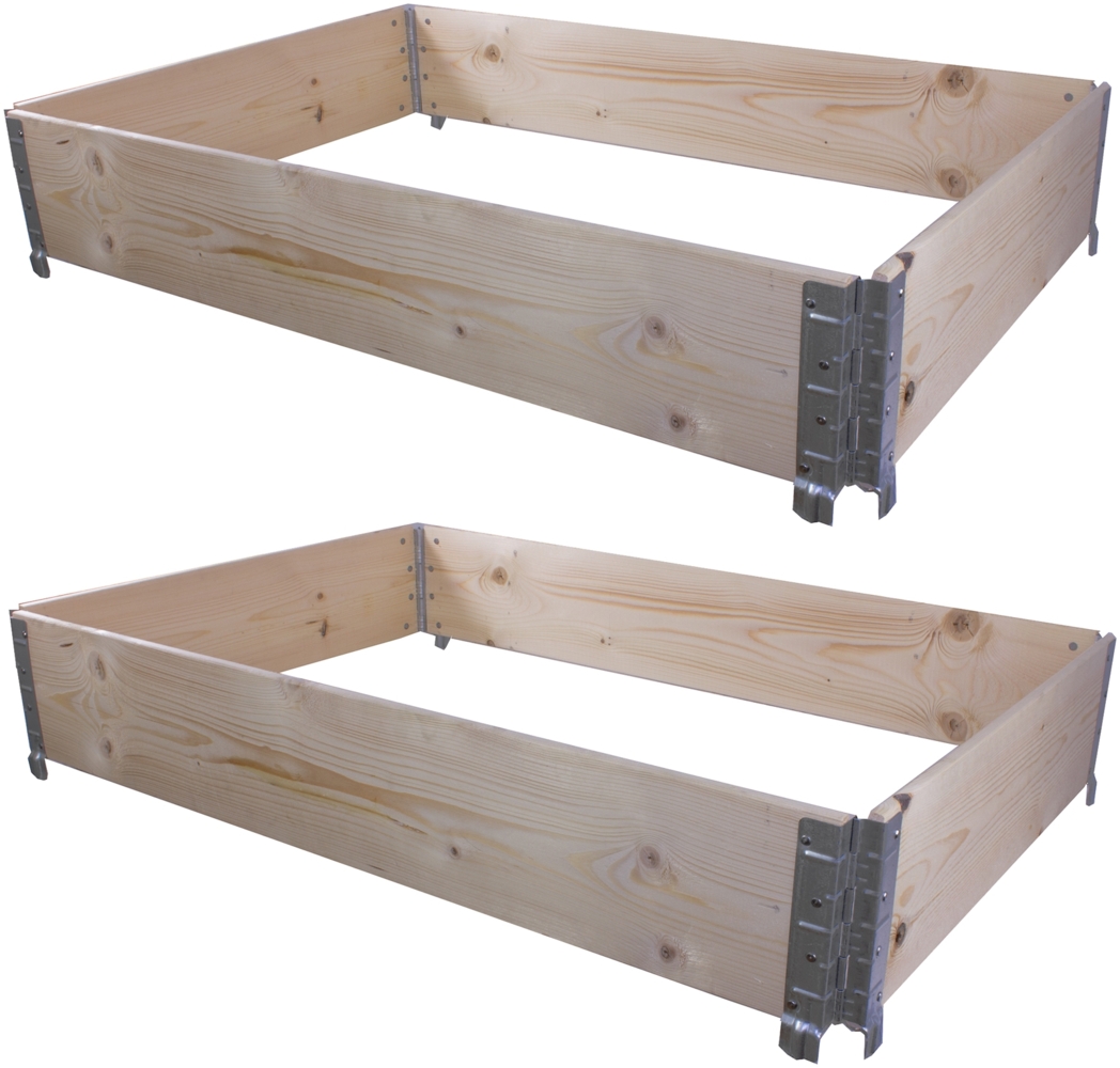 BigDean 2X Hochbeet Palettenrahmen 120x80x20cm groß - Holzrahmen faltbar, steckbar & stapelbar - ideal für Pflanzen, Blumen, Obst, Gemüse & Kräuter Bild 1