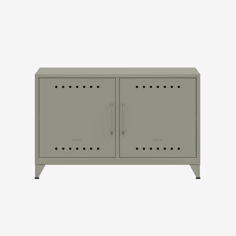 Bisley Fern Cabby Sideboard, mit einem festen Fachboden, Kabeldurchlass in der Rückwand und einem Klett-Kabelhalter, aus hochwertigem, nachhaltigem Stahl hergestellt, 16 mm große Design Lüftungslöcher auf allen Türen, moderner und industrieller Flair, ... Bild 1