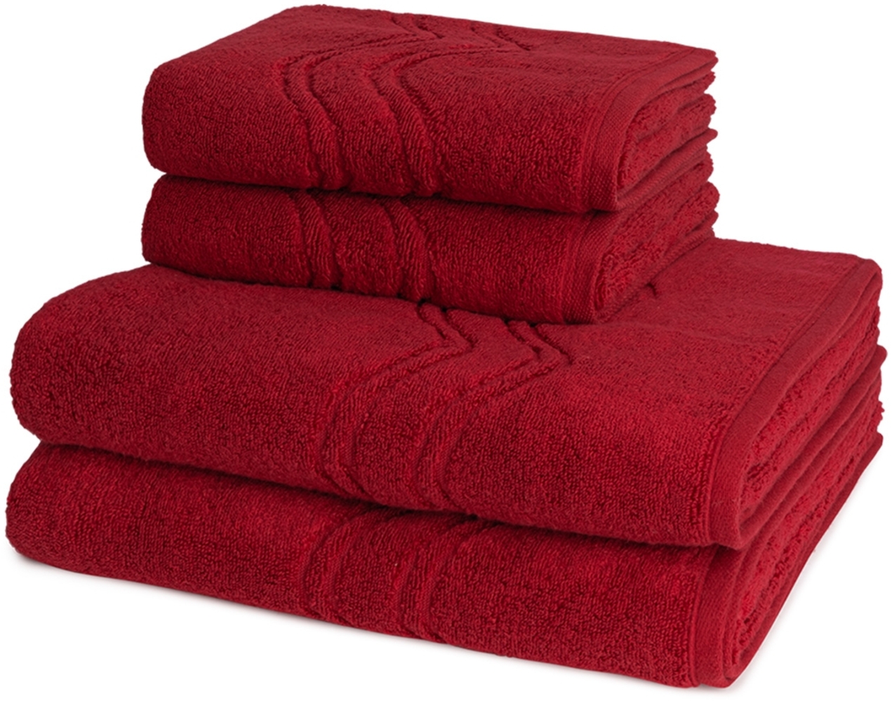 Ross Cashmere feeling 4 tlg. Frottier-Set - 2 X Handtuch (50 X 100cm), 2 X Duschtuch (75 X 140cm) - 520 g/m2 - Vino Bild 1