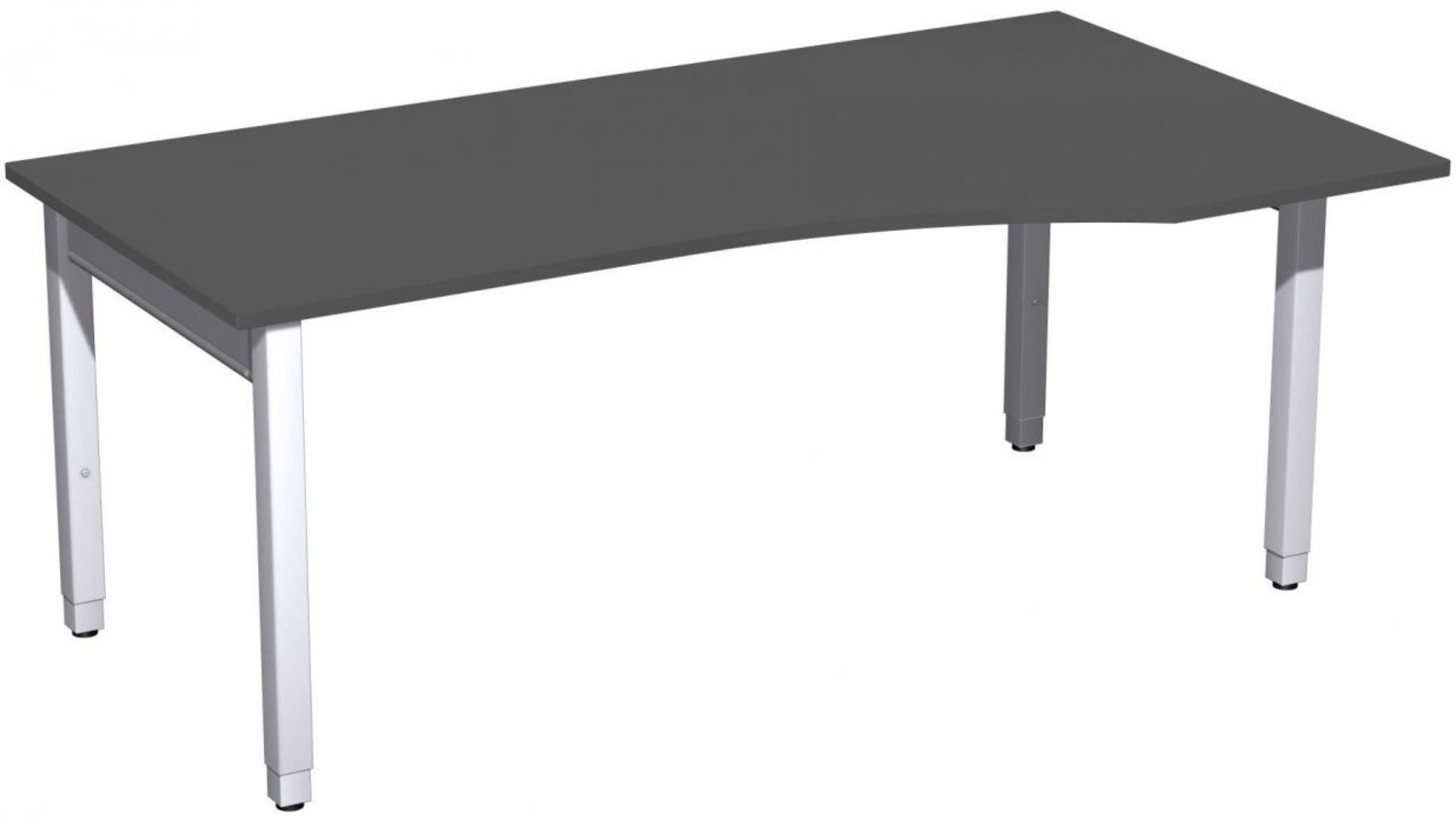 PC-Schreibtisch rechts höhenverstellbar, 180x100x68-86cm, Graphit / Silber Bild 1