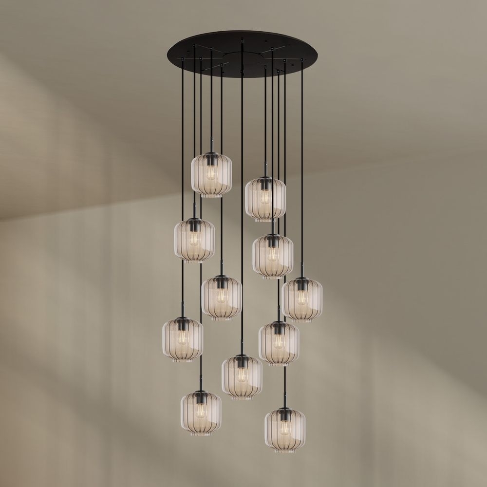 s.luce Velo 12-flammige Galerieleuchte Ø 80cm Baldachin Ø 20cm Klar, Schwarz Bild 1