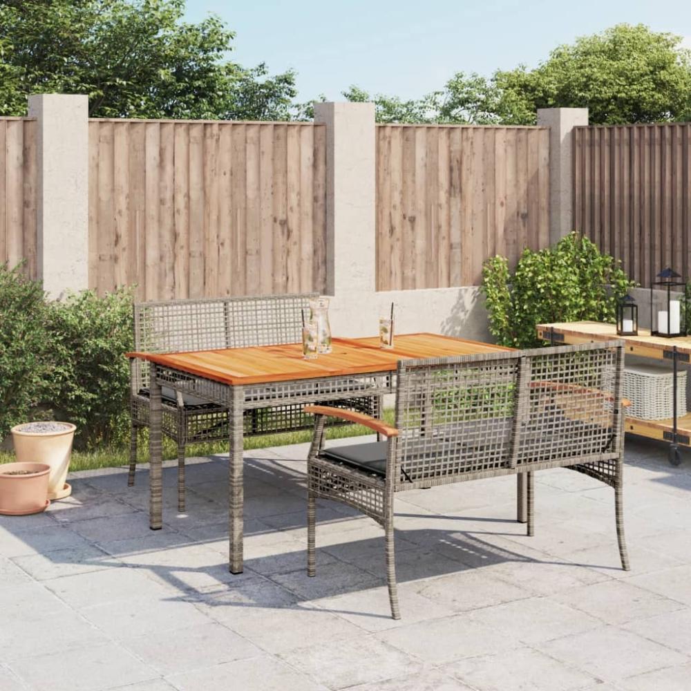 vidaXL 3-tlg. Garten-Essgruppe mit Kissen Grau Poly Rattan 3213575 Bild 1