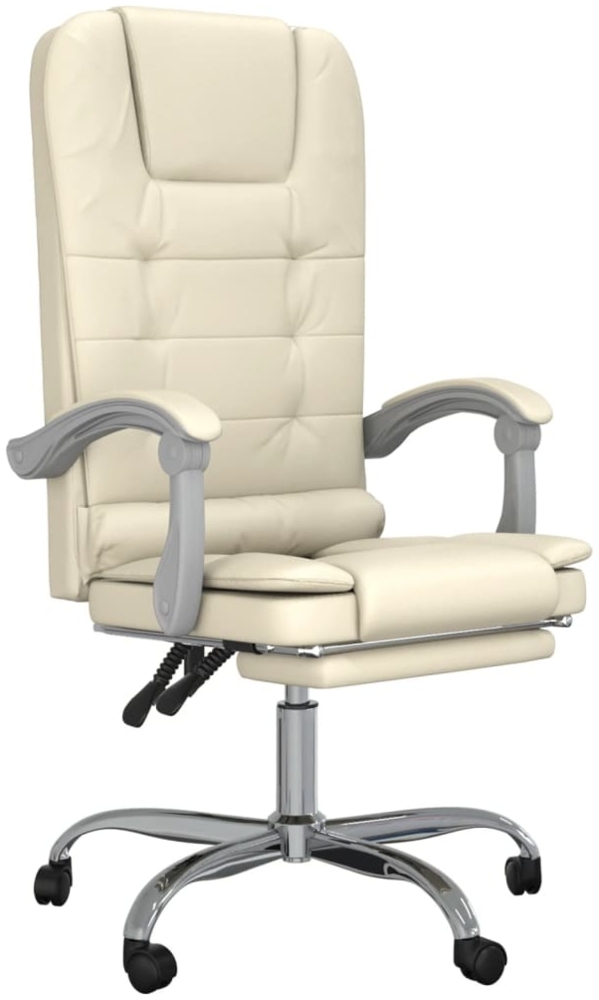 vidaXL Bürostuhl mit Massagefunktion Creme Kunstleder, Drehbar [349670] Bild 1