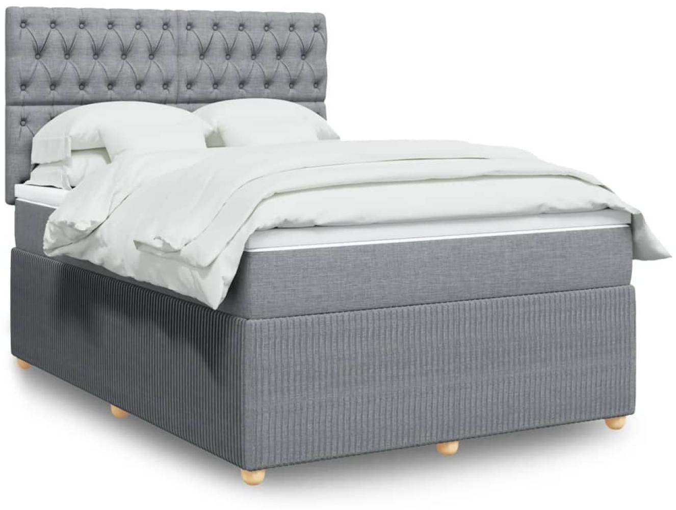 vidaXL Boxspringbett mit Matratze Hellgrau 160x200 cm Stoff 3294414 Bild 1