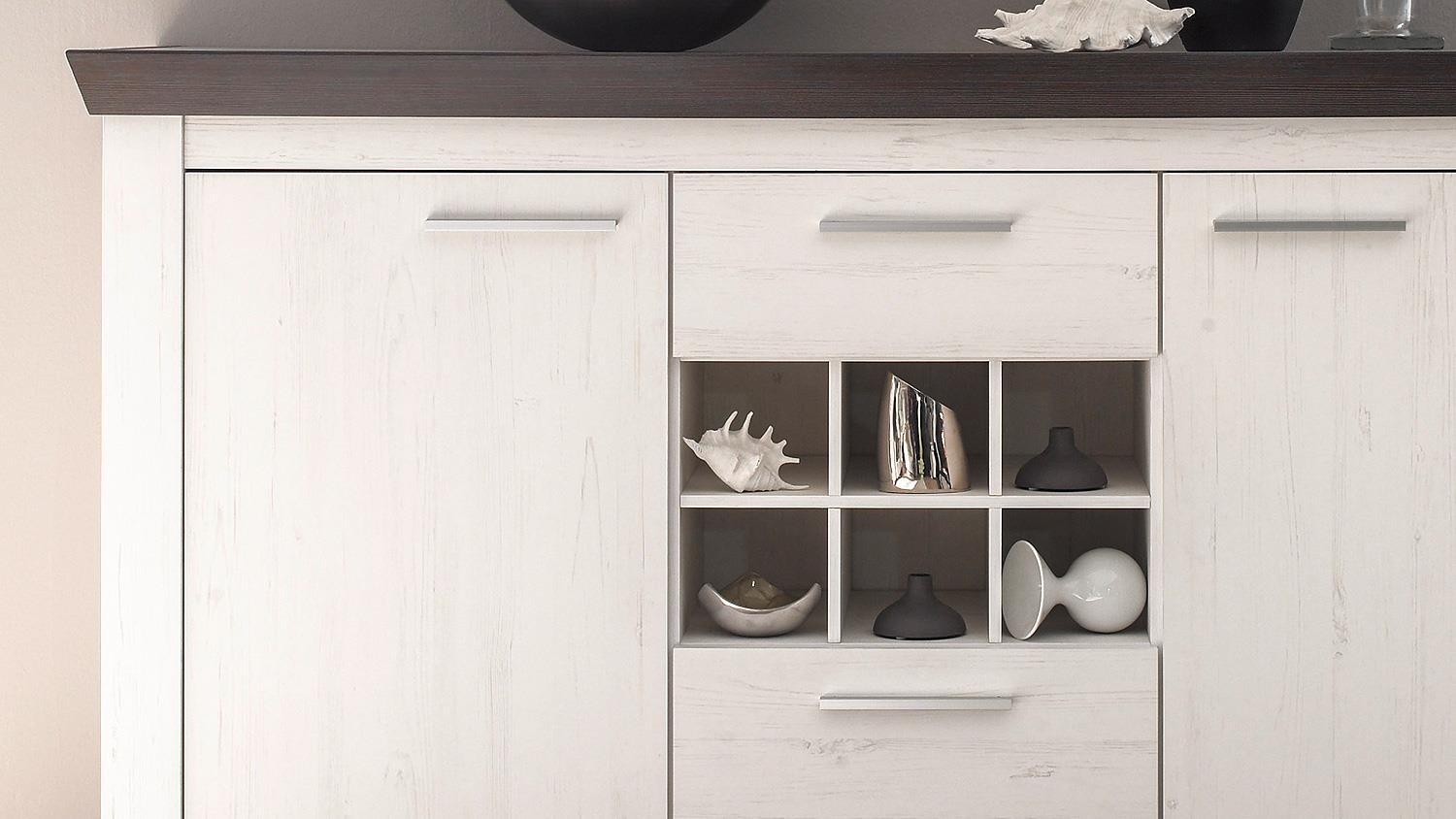 'TIENA' Sideboard Pinie weiß/ Wenge Haptik Bild 1