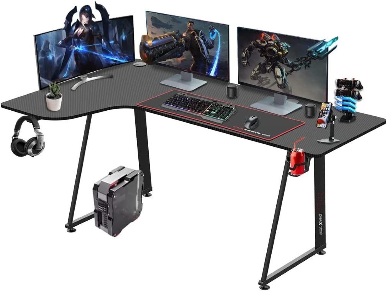 Dripex Eckschreibtisch Gaming Tisch L-Form 160cm Schreibtisch Computertisch Bild 1