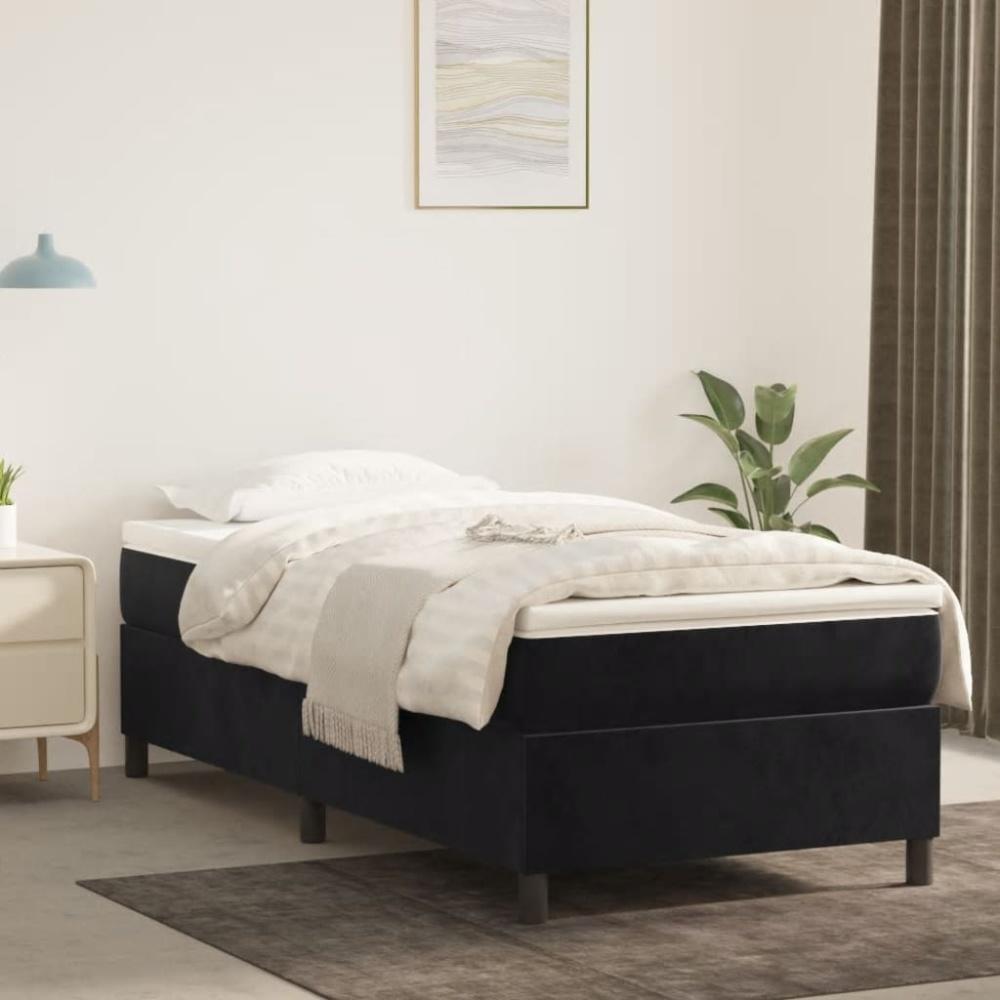 vidaXL Boxspringbett mit Matratze Schwarz 90x190 cm Samt 3144653 Bild 1