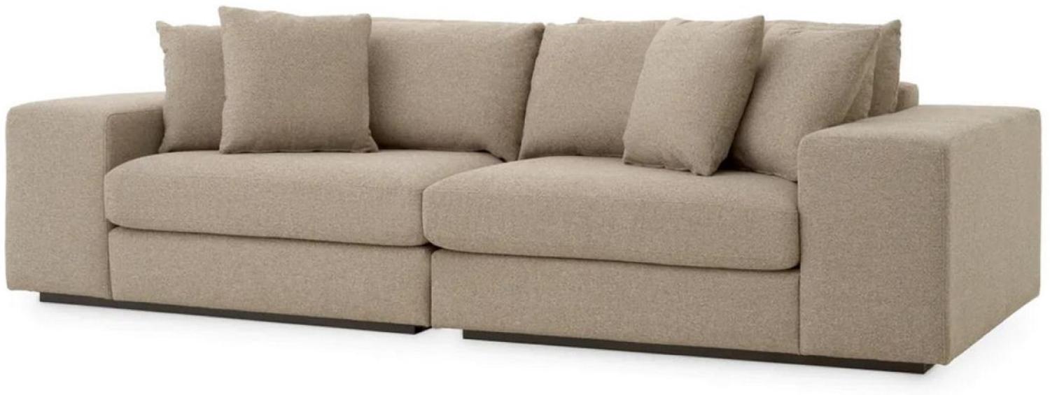 Casa Padrino Luxus Sofa mit Kissen Grau / Schwarz 280 x 120 x H. 90 cm - Wohnzimmer Sofa - Hotel Sofa - Wohnzimmer Möbel - Hotel Möbel - Luxus Möbel - Luxus Qualität Bild 1