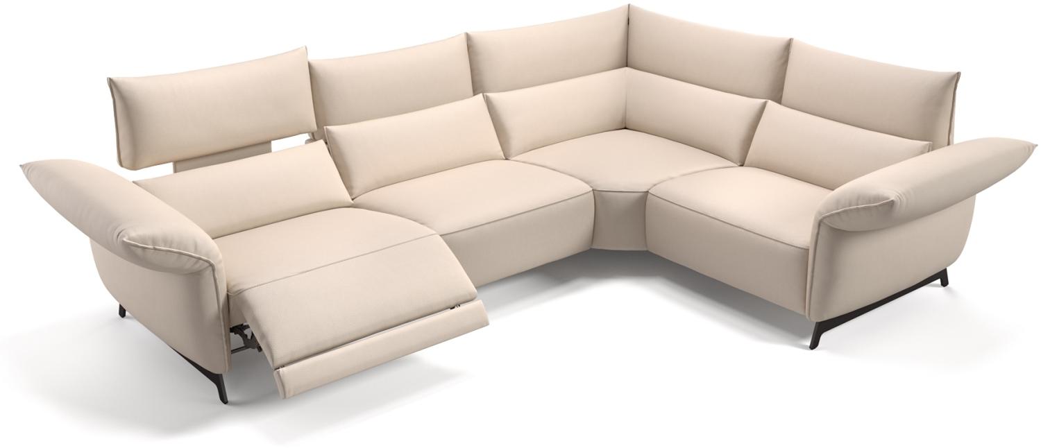 Sofanella Eckcouch CUNEO Ecksofa Ledersofa Eckgarnitur in Creme Bild 1