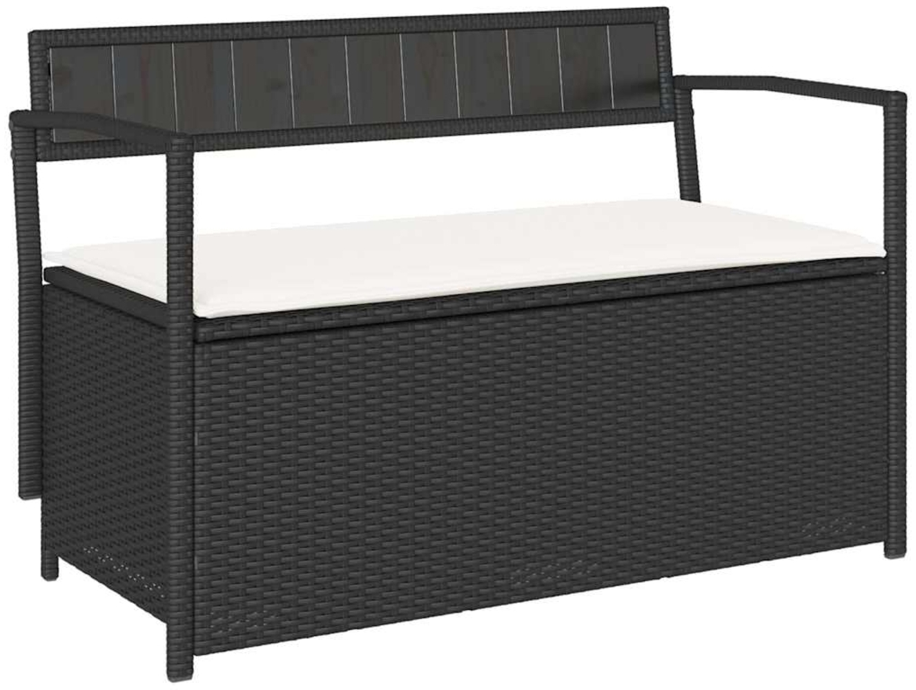 vidaXL Gartenbank mit Stauraum und Kissen Schwarz Poly Rattan 4103836 Bild 1