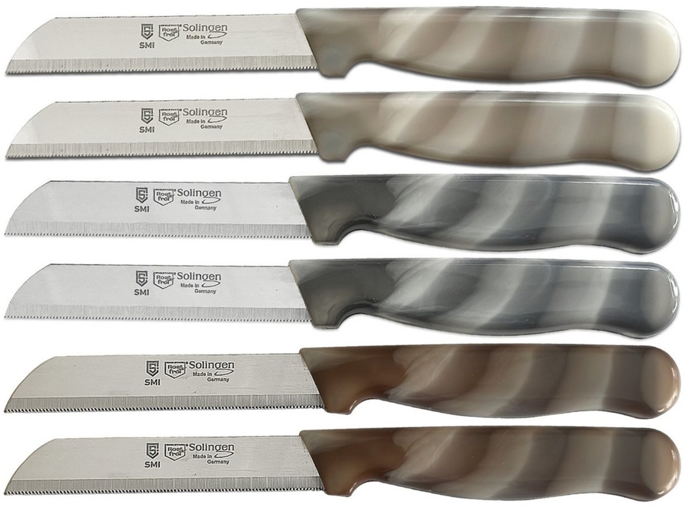 SMI Obstmesser Schälmesser Wellenschliff 6 Stück Solingen Küchenmesser Gemüsemesser, scharfe Klinge Bild 1