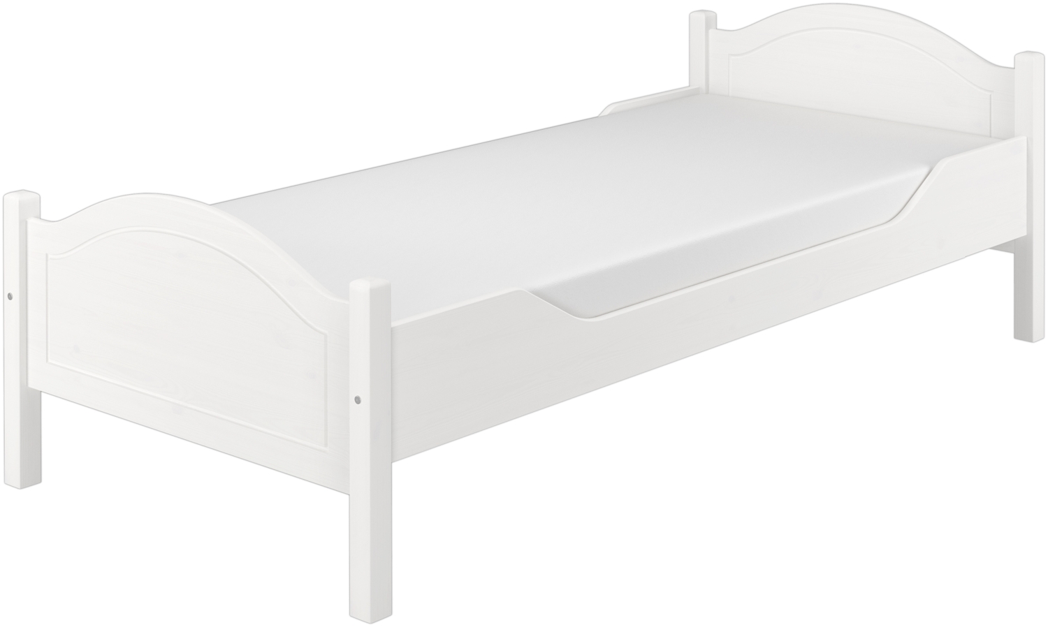 Einzelbett Kiefer weiß 90x200 Futonbett Bettrahmen Lattenrollrost Matratze 60.30-09WFLM Bild 1