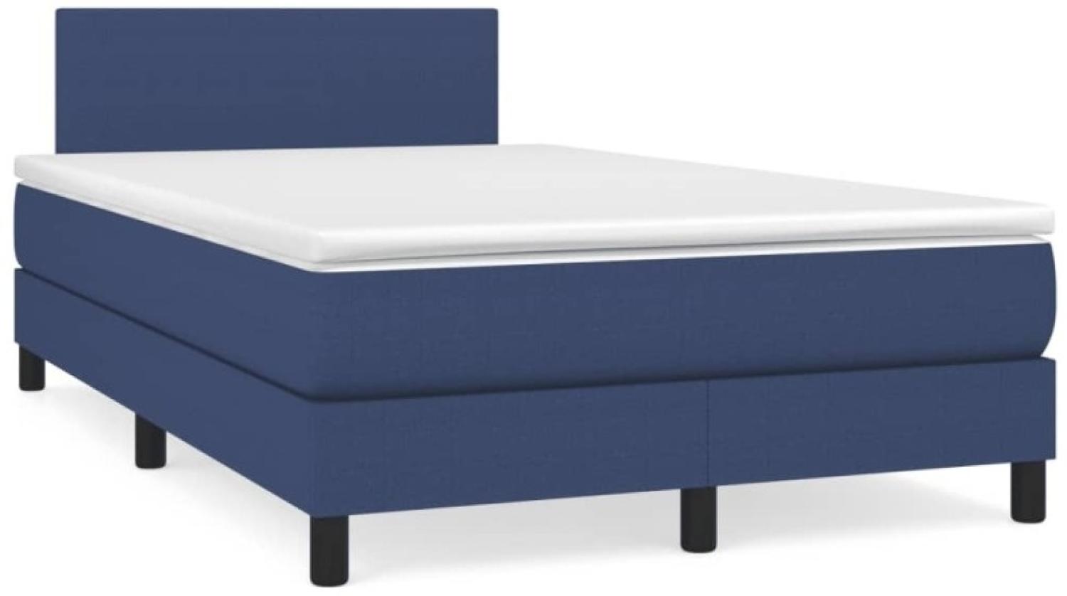 vidaXL Boxspringbett mit Matratze, Stoff, Blau, 120 x 190 cm, H2 Bild 1