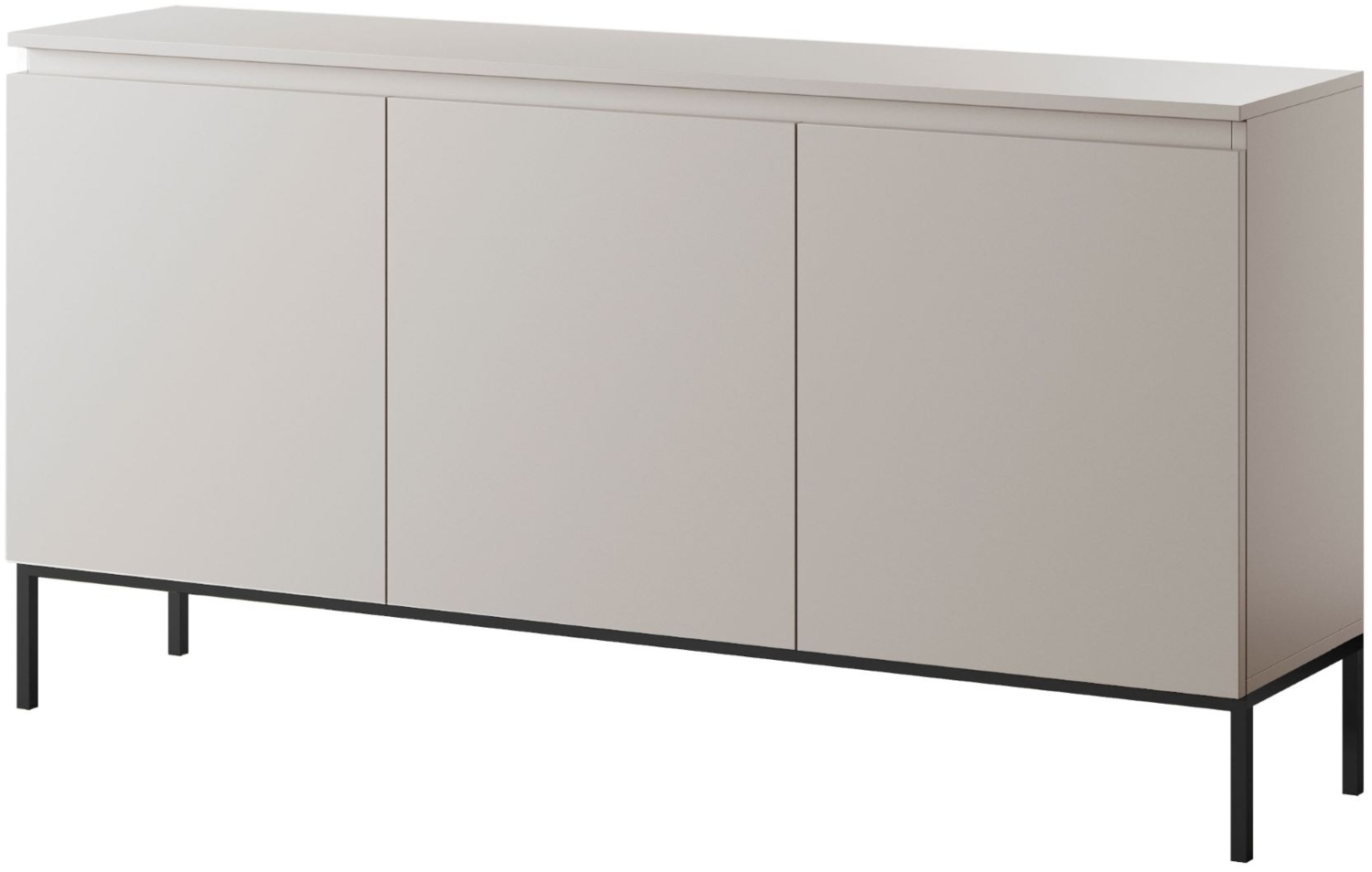 Selsey Bemmi - Sideboard 3-türig, Beige mit schwarzem Gestell, 150 cm Bild 1