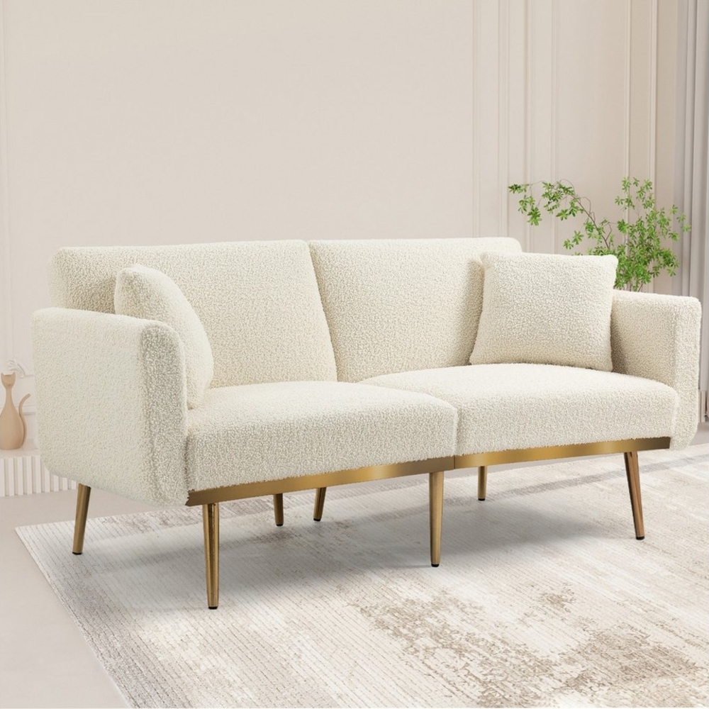 OKWISH Sofa Schlafsofa, Akzentsofa, Loveseat-Sofa mit Metallfüßen, 3-Sitzer-Sofa aus weichem Samt, Schlafsofa mit 3-fach verstellbarer Rückenlehne, robuste Metallfüße Bild 1