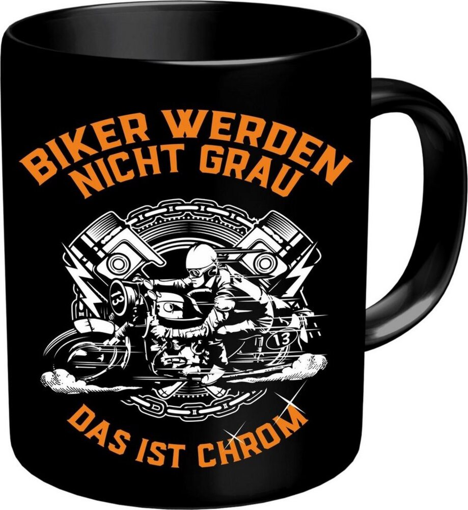 RAHMENLOS® Tasse Kaffeebecher für den älteren Motorradfahrer: Biker werden nicht grau., Keramik Bild 1