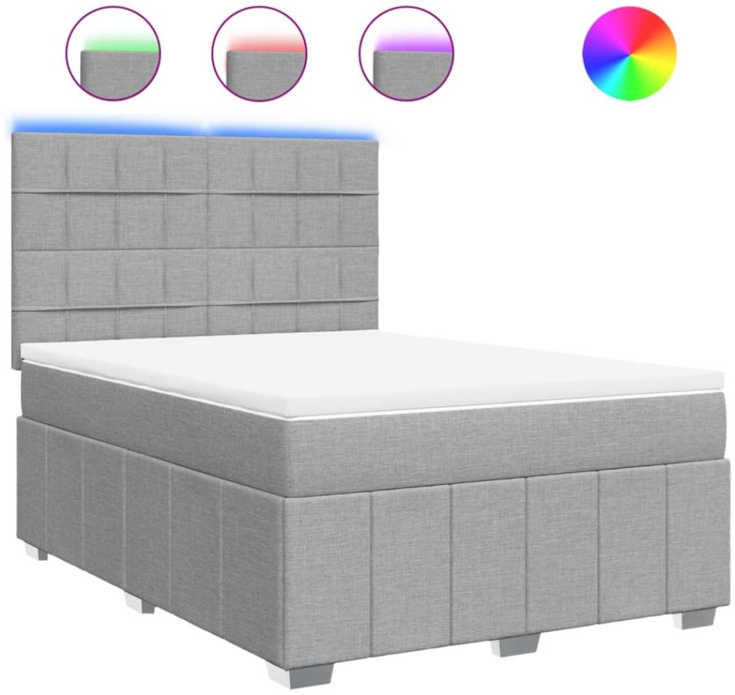 vidaXL Boxspringbett mit Matratze Hellgrau 140x190 cm Stoff 3293963 Bild 1