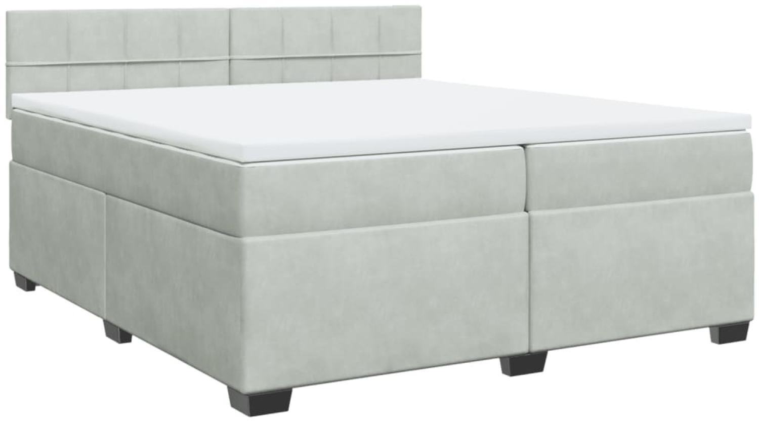 vidaXL Boxspringbett mit Matratze Hellgrau 200x200 cm Samt 3286402 Bild 1
