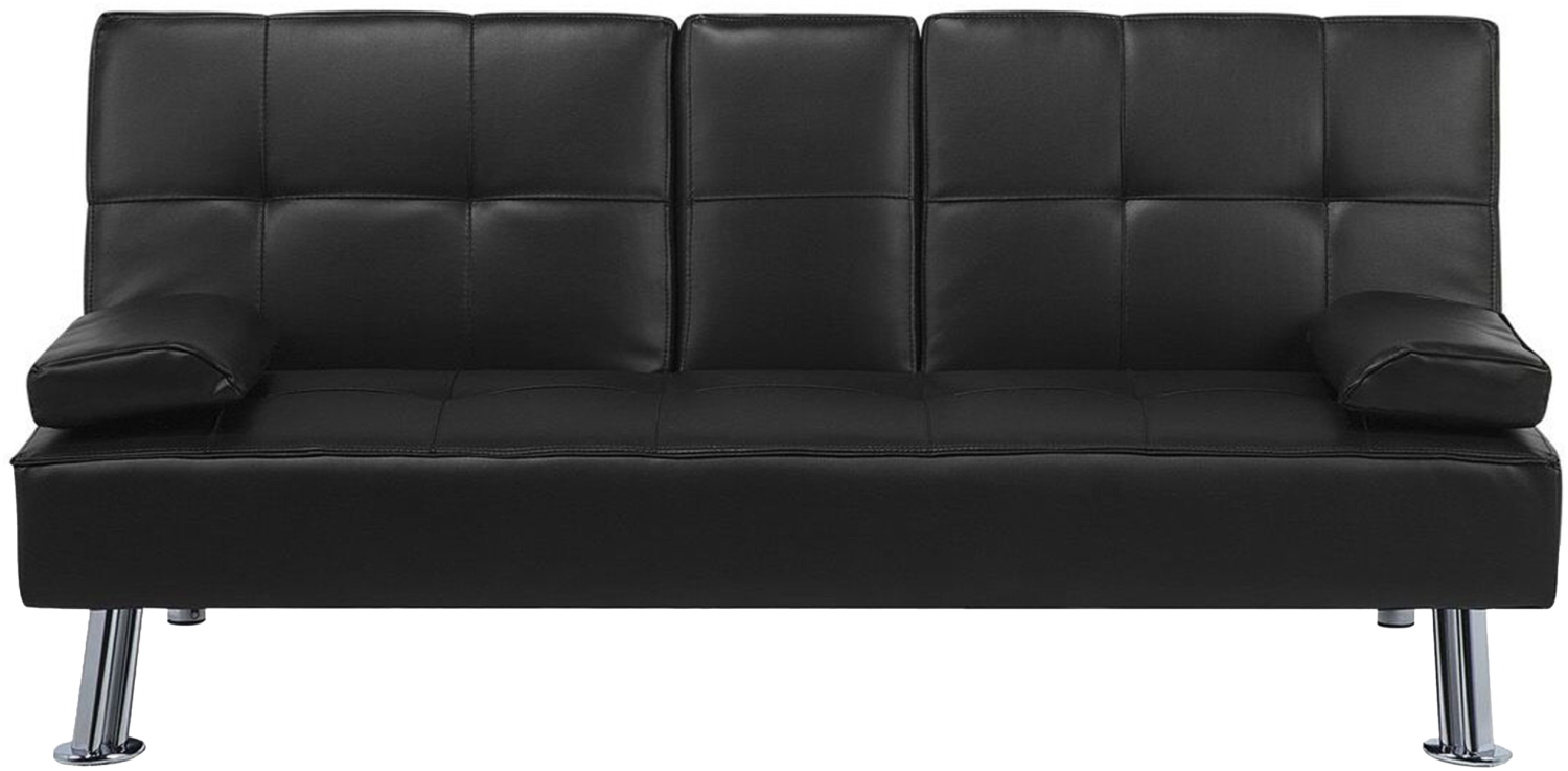 Schlafsofa 3-Sitzer Kunstleder schwarz ROXEN Bild 1