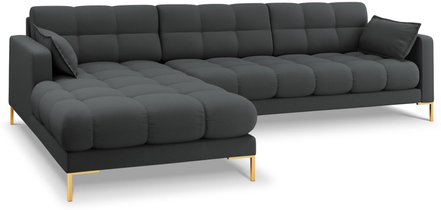 Micadoni 5-Sitzer Ecke links Sofa Mamaia | Bezug Dark Grey | Beinfarbe Gold Metal Bild 1