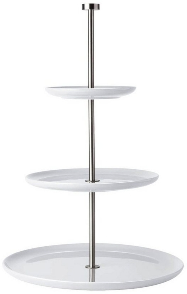 ASA Selection Grande Etagere Flach, 3 stufig, Keramik / Edelstahl, Weiß, H 47 cm, 92151146 Bild 1