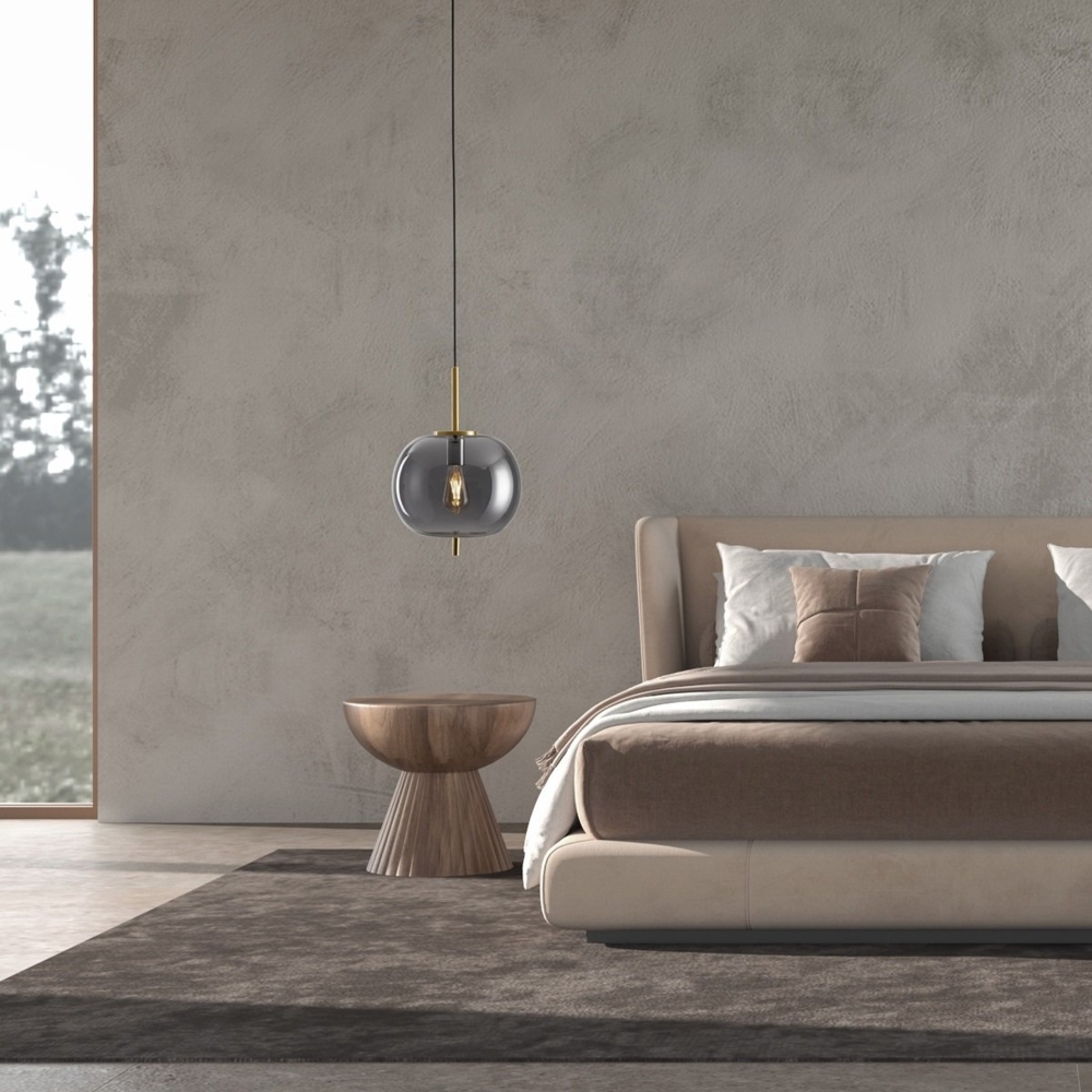 Nova Luce 9624079 LATO Pendelleuchte 30cm Gold Rauchglas E27 Bild 1