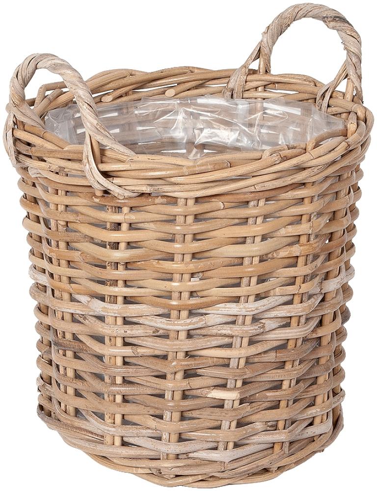 Pflanzkorb VERONA-3 ca. D30cm Rattan Übertopf Blumenkorb Korb mit Henkeln Bild 1