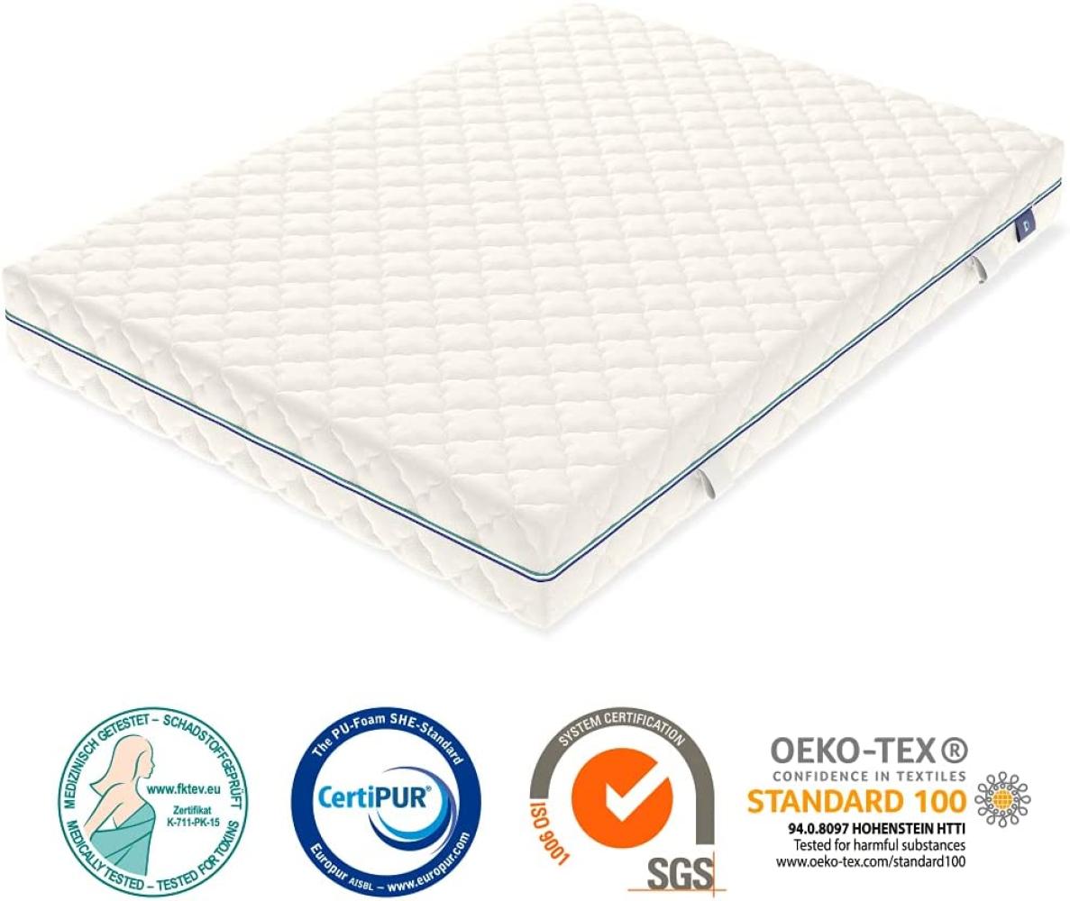 DUEDO Basic Visco Matratze 120x200 cm - Doppelmatratze mit Memory Foam und Härtegrad H3 & H4 - Thermoelastische Taschenfederkernmatratze - 7Zonen Federkernmatratze - 24 cm hoch Bild 1