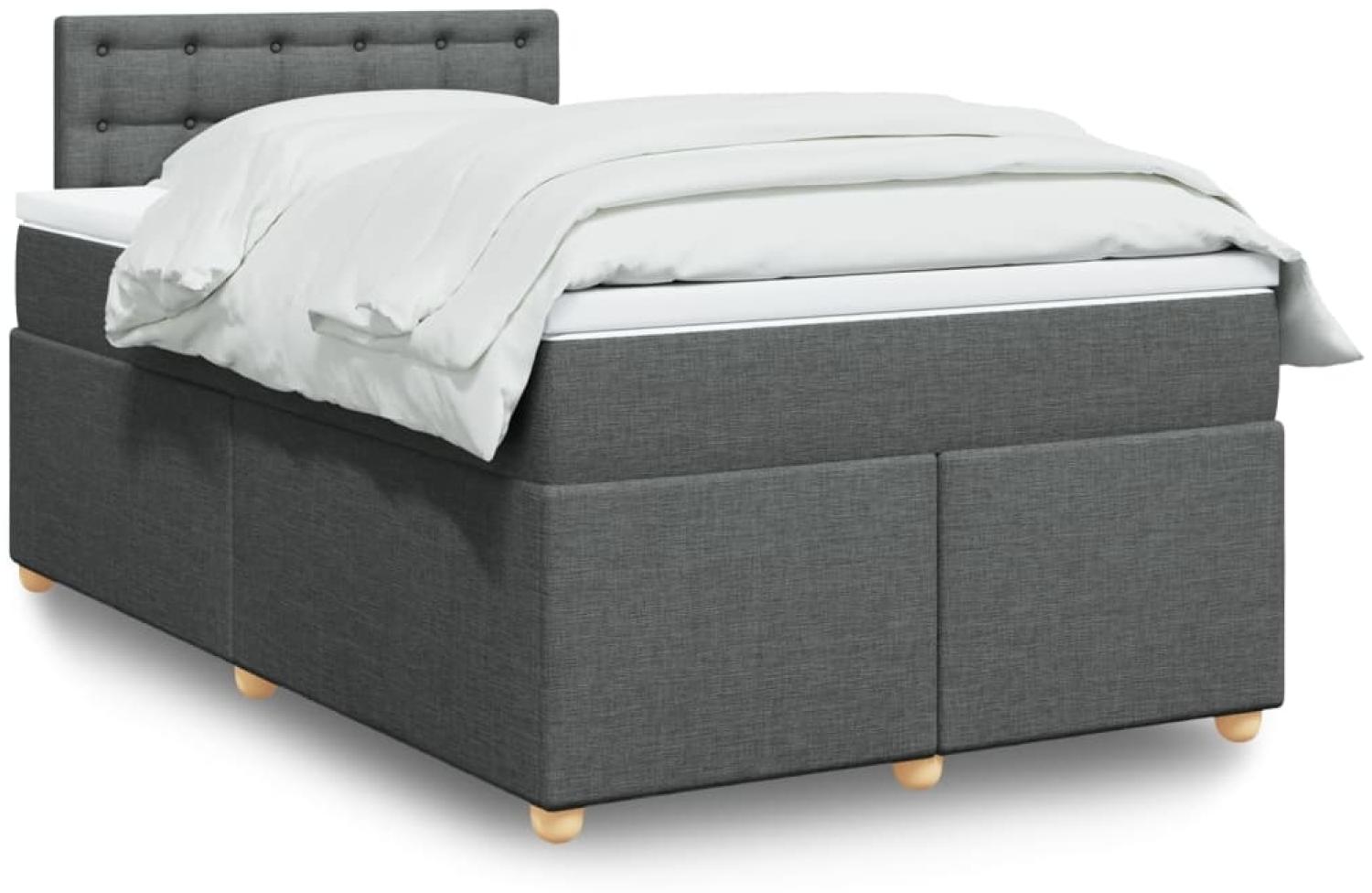 vidaXL Boxspringbett mit Matratze Dunkelgrau 120x190 cm Stoff 3288934 Bild 1