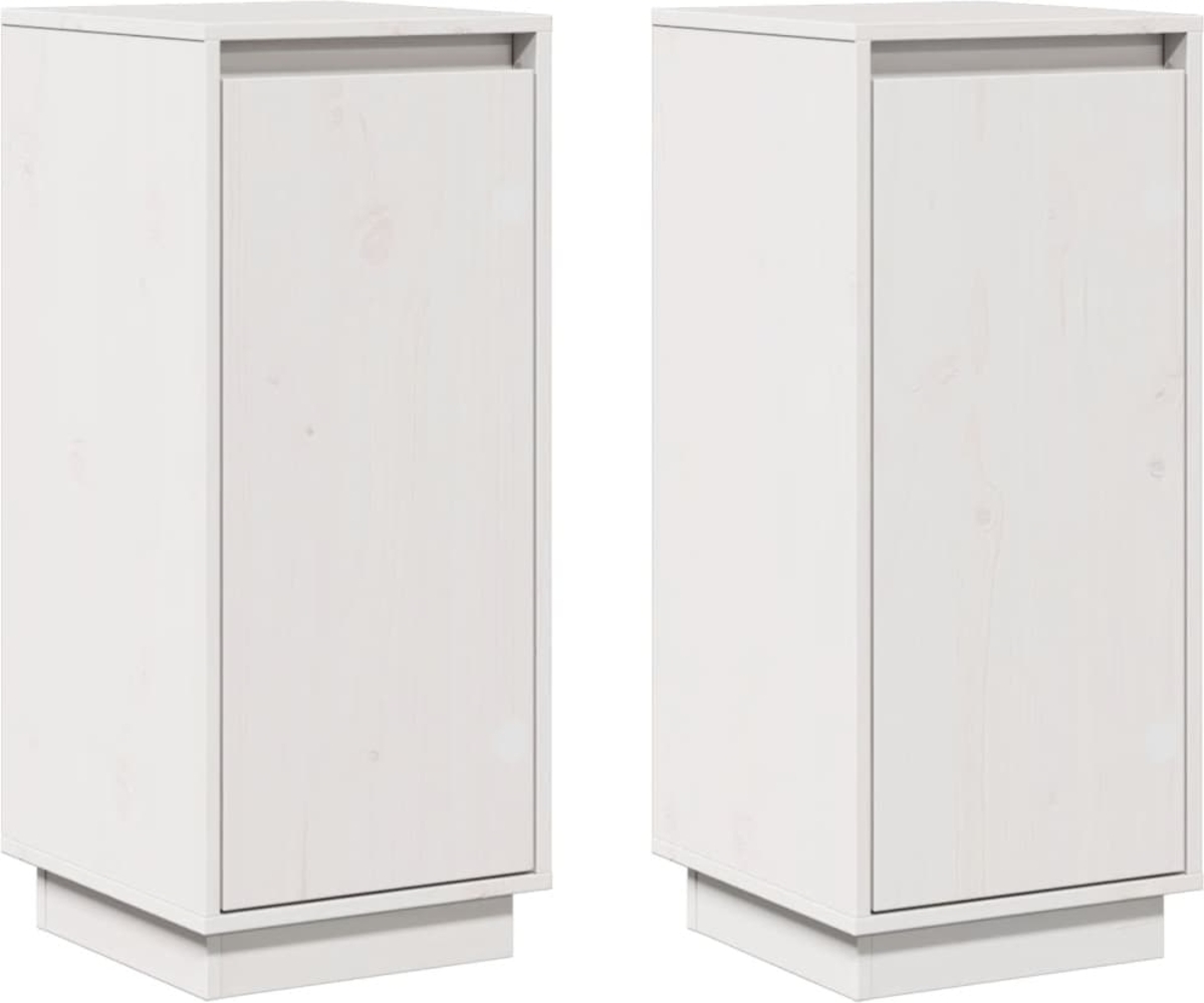 vidaXL Sideboards 2 Stk. Weiß 31,5 x 34 x 75 cm Massivholz Kiefer [813353] Bild 1