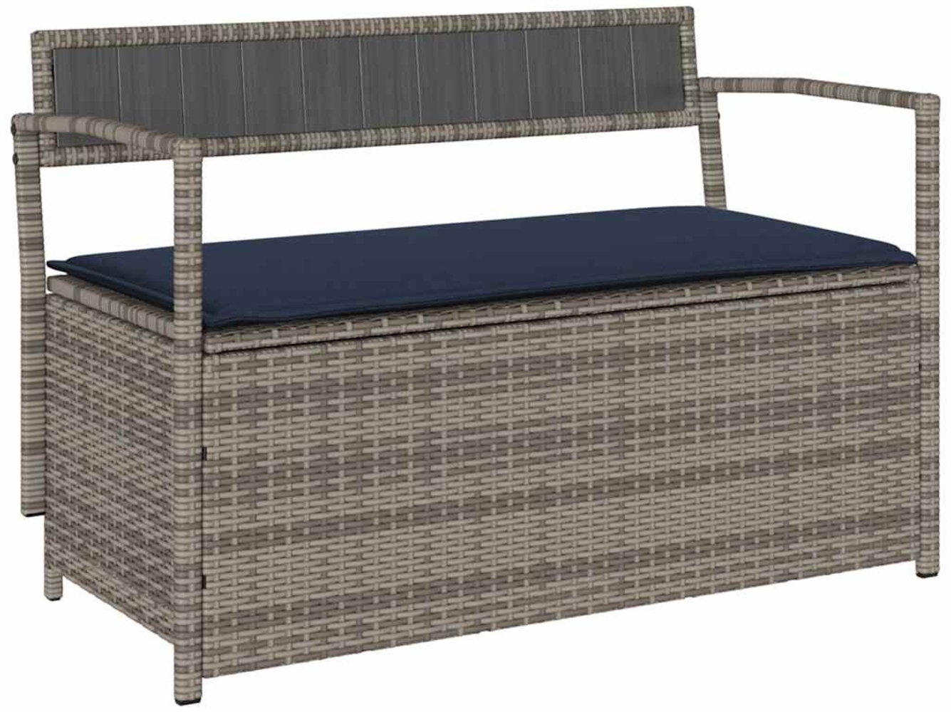 vidaXL Gartenbank mit Stauraum und Kissen Grau Poly Rattan 4103843 Bild 1
