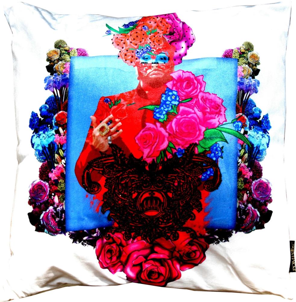 Harald Glööckler Designer Deko Kissen Pompöös by Casa Padrino mit Glitzersteinen Pink Roses - Art Collection - Bild 1