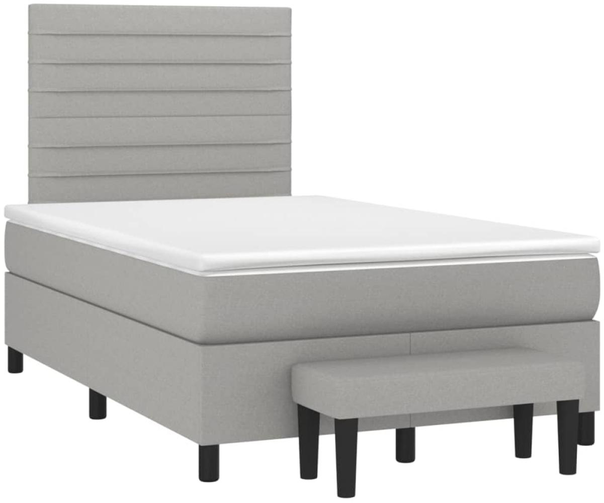vidaXL Boxspringbett mit Matratze Hellgrau 120x190 cm Stoff 3270362 Bild 1